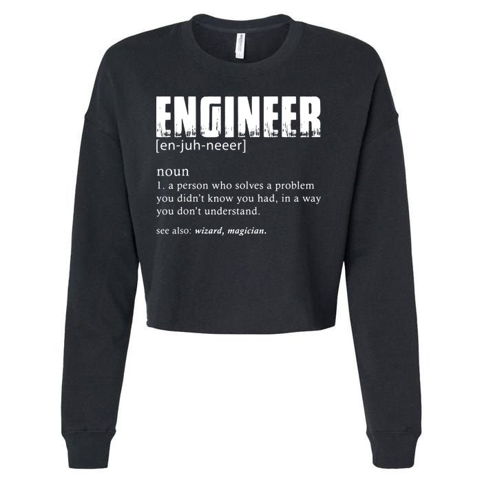Engineer Definition Funny Engineering Gift Funny Engineer Cropped Pullover Crew