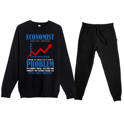 Economist Definition Funny Joke Premium Crewneck Sweatsuit Set