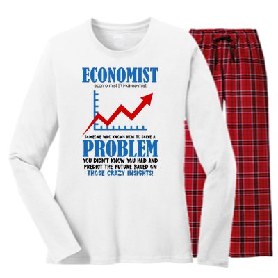 Economist Definition Funny Joke Women's Long Sleeve Flannel Pajama Set 