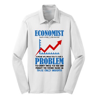 Economist Definition Funny Joke Silk Touch Performance Long Sleeve Polo