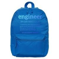 Engineer Definition Funny Civil Engineering Major Electrical Gift 16 in Basic Backpack