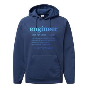 Engineer Definition Funny Civil Engineering Major Electrical Gift Performance Fleece Hoodie