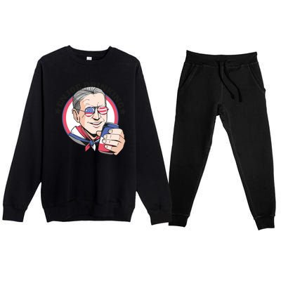 Enjoy Drinking Funny Joe Biden United States Premium Crewneck Sweatsuit Set