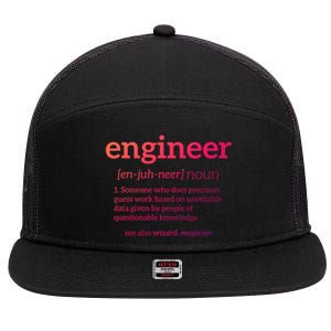 Engineer Definition Funny Civil Engineering Major Electrical Gift 7 Panel Mesh Trucker Snapback Hat