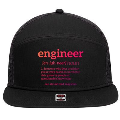 Engineer Definition Funny Civil Engineering Major Electrical Gift 7 Panel Mesh Trucker Snapback Hat