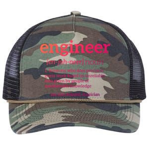 Engineer Definition Funny Civil Engineering Major Electrical Gift Retro Rope Trucker Hat Cap