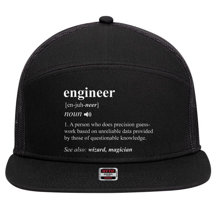 Engineer Definition Funny Engineering Mechanical Civil 7 Panel Mesh Trucker Snapback Hat