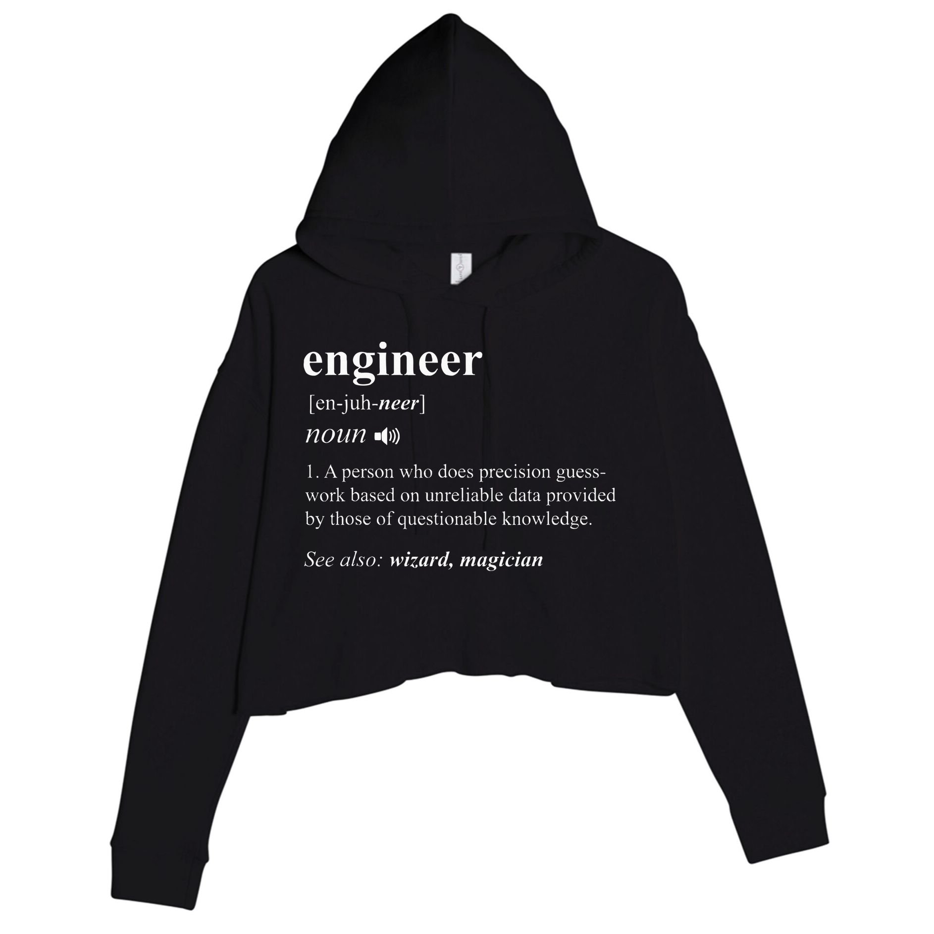 Engineer Definition Funny Engineering Mechanical Civil Crop Fleece Hoodie