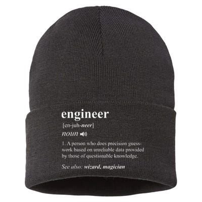 Engineer Definition Funny Engineering Mechanical Civil Sustainable Knit Beanie