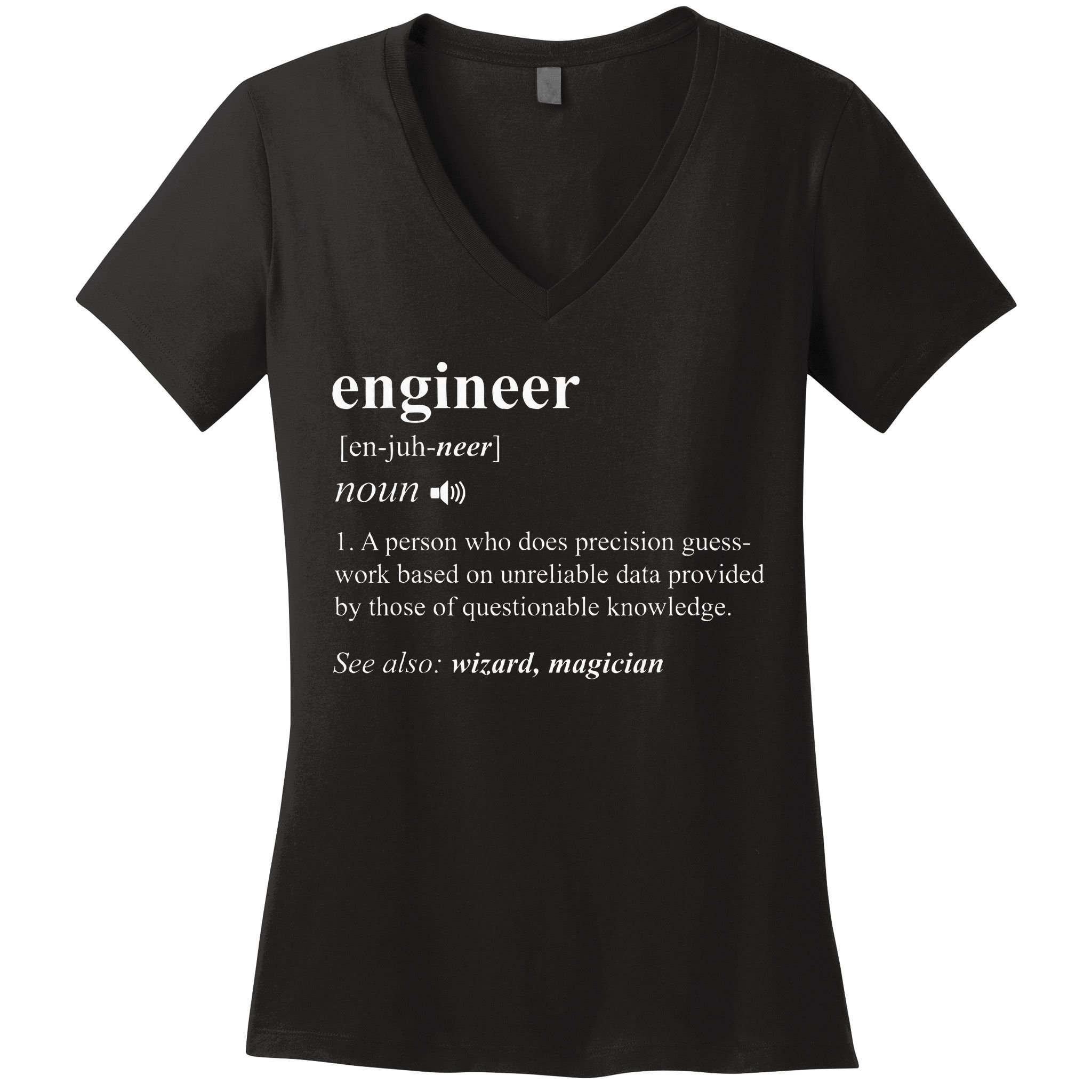 Engineer Definition Funny Engineering Mechanical Civil Women's V-Neck T-Shirt