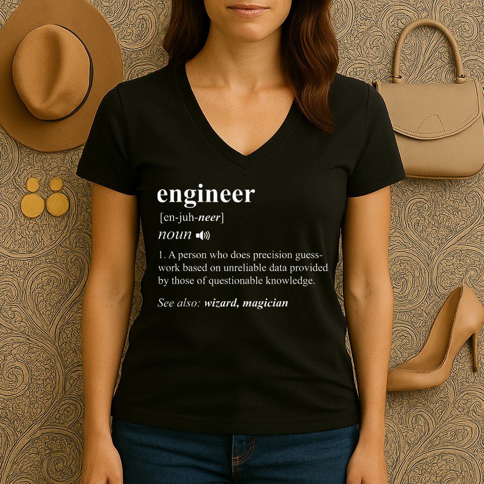 Engineer Definition Funny Engineering Mechanical Civil Women's V-Neck T-Shirt