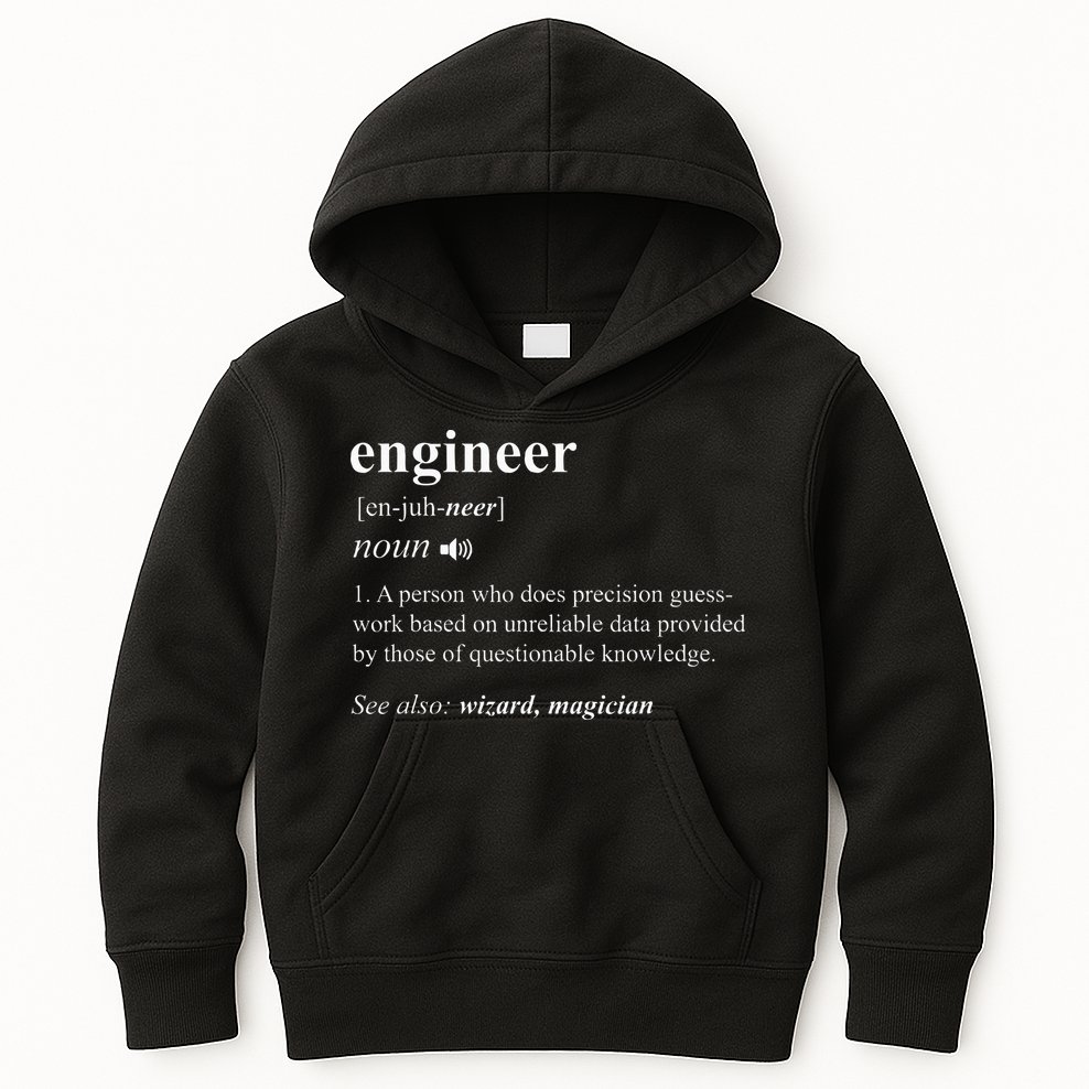 Engineer Definition Funny Engineering Mechanical Civil Kids Hoodie