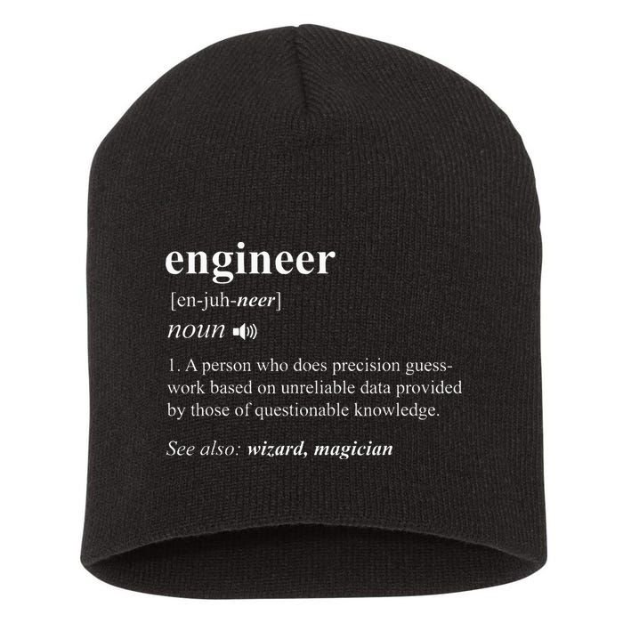 Engineer Definition Funny Engineering Mechanical Civil Short Acrylic Beanie