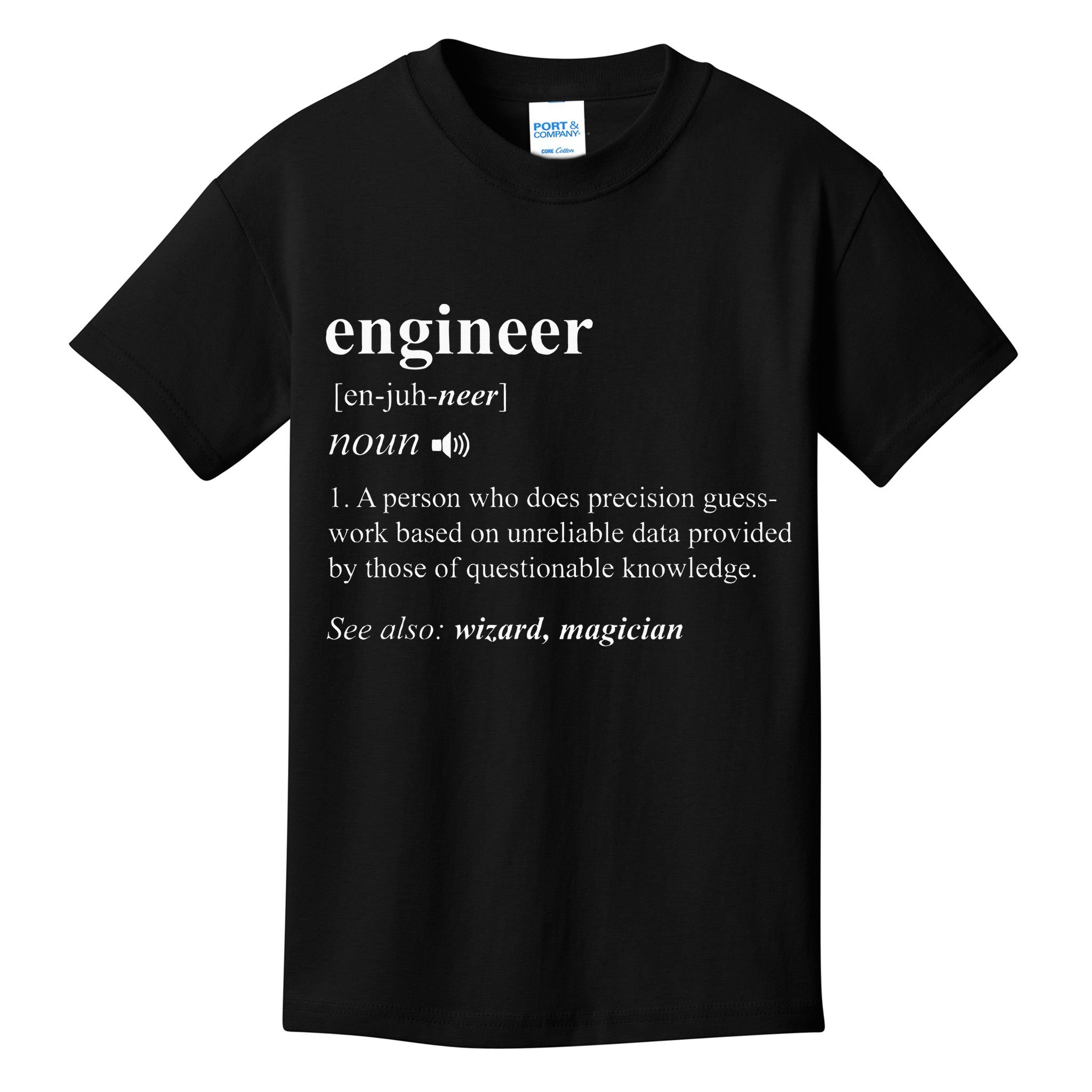 Engineer Definition Funny Engineering Mechanical Civil Kids T-Shirt