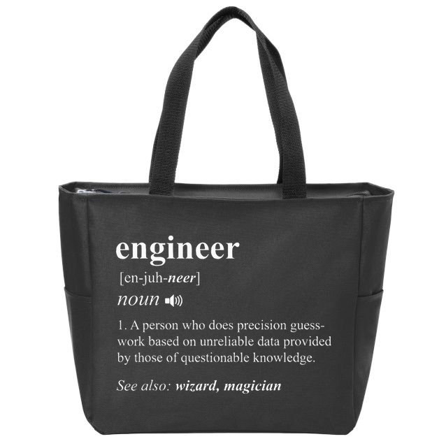 Engineer Definition Funny Engineering Mechanical Civil Zip Tote Bag