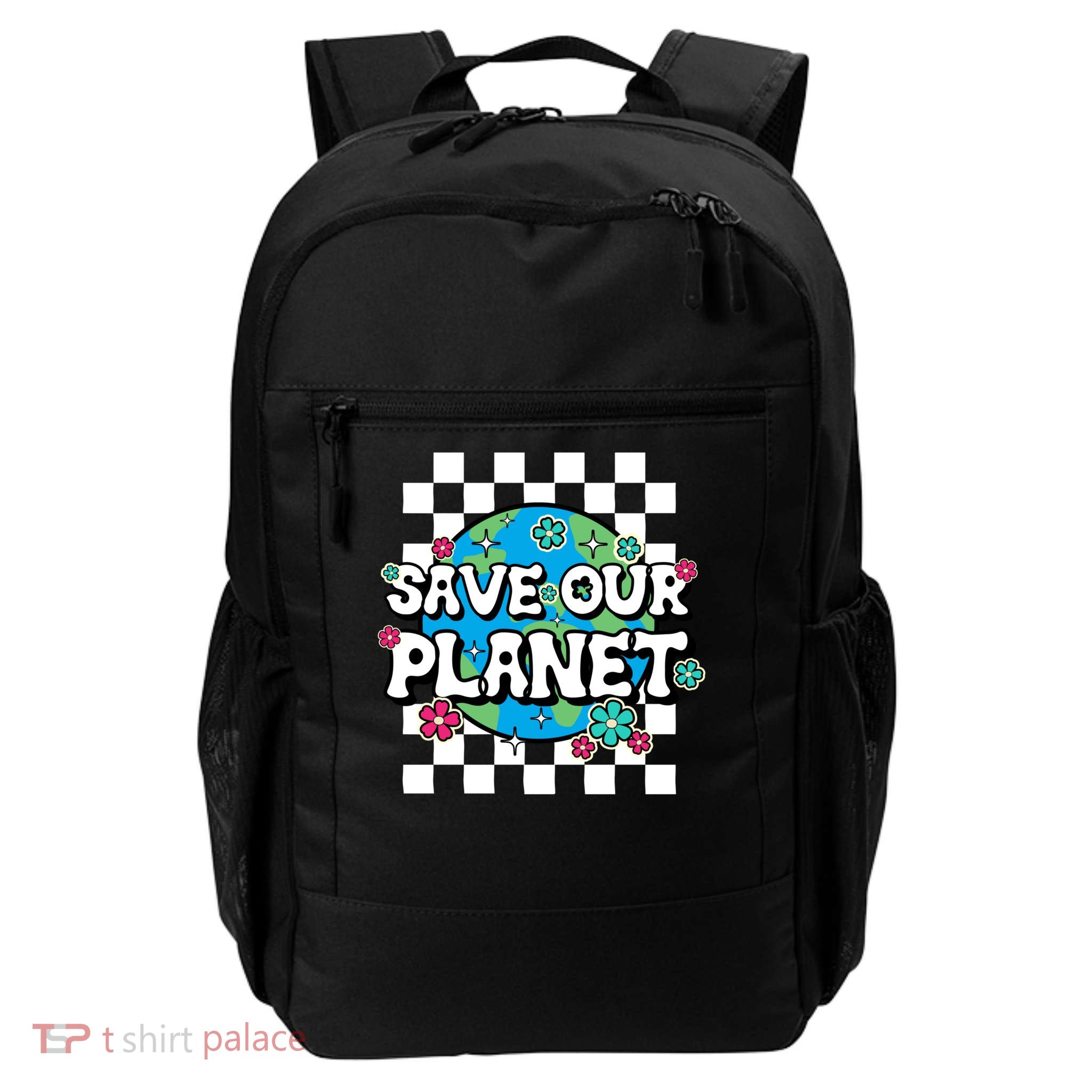 Earth Day Groovy Floral Save Our Planet And Gift Daily Commute Backpack