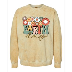 Earth Day Groovy Flower Lover Planet World Environmental Colorblast Crewneck Sweatshirt