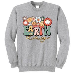 Earth Day Groovy Flower Lover Planet World Environmental Tall Sweatshirt