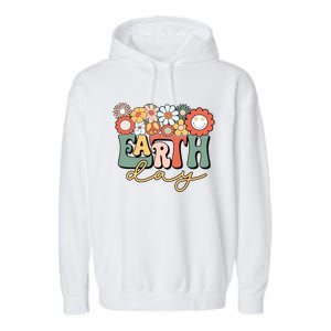 Earth Day Groovy Flower Lover Planet World Environmental Garment-Dyed Fleece Hoodie