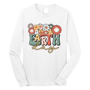 Earth Day Groovy Flower Lover Planet World Environmental Long Sleeve Shirt