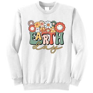 Earth Day Groovy Flower Lover Planet World Environmental Sweatshirt