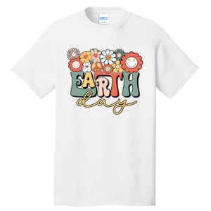 Earth Day Groovy Flower Lover Planet World Environmental Tall T-Shirt