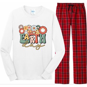 Earth Day Groovy Flower Lover Planet World Environmental Long Sleeve Pajama Set