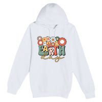 Earth Day Groovy Flower Lover Planet World Environmental Premium Pullover Hoodie