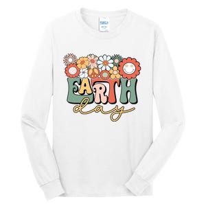 Earth Day Groovy Flower Lover Planet World Environmental Tall Long Sleeve T-Shirt