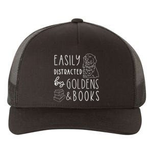 Easily Distracted Golden Retrievers & Books Dog Lover Yupoong Adult 5-Panel Trucker Hat