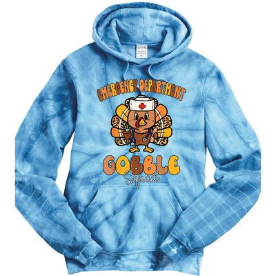 Emergency Department Gobble Squad Thanksgiving Er Nurse Fall Tie Dye Hoodie