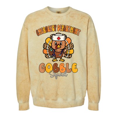 Emergency Department Gobble Squad Thanksgiving Er Nurse Fall Colorblast Crewneck Sweatshirt