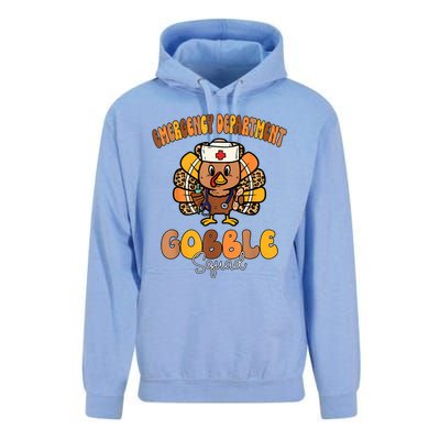 Emergency Department Gobble Squad Thanksgiving Er Nurse Fall Unisex Surf Hoodie