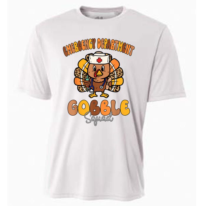 Emergency Department Gobble Squad Thanksgiving Er Nurse Fall Cooling Performance Crew T-Shirt