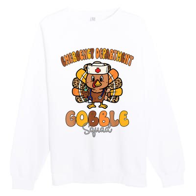 Emergency Department Gobble Squad Thanksgiving Er Nurse Fall Premium Crewneck Sweatshirt