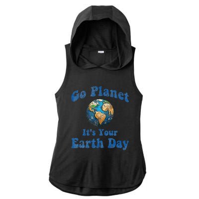 Earth Day Go Planet It's Your Earth Day Vintage Earth Day Ladies PosiCharge Tri-Blend Wicking Draft Hoodie Tank