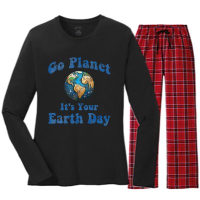 Earth Day Go Planet It's Your Earth Day Vintage Earth Day Women's Long Sleeve Flannel Pajama Set 