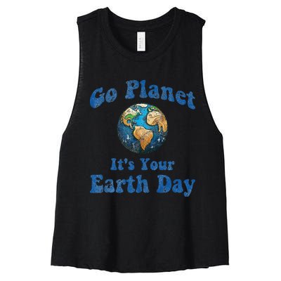 Earth Day Go Planet It's Your Earth Day Vintage Earth Day Women's Racerback Cropped Tank