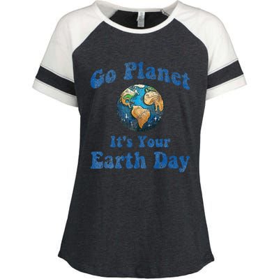 Earth Day Go Planet It's Your Earth Day Vintage Earth Day Enza Ladies Jersey Colorblock Tee