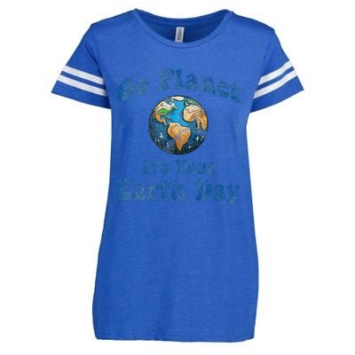 Earth Day Go Planet It's Your Earth Day Vintage Earth Day Enza Ladies Jersey Football T-Shirt