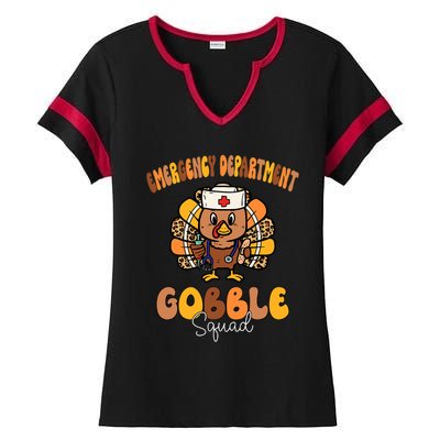 Emergency Department Gobble Squad Thanksgiving Er Nurse Fall Ladies Halftime Notch Neck Tee