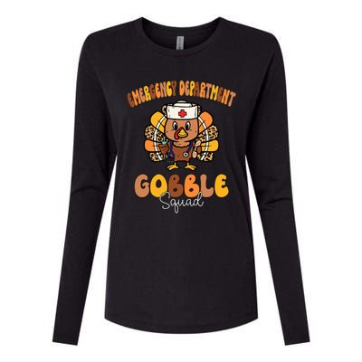 Emergency Department Gobble Squad Thanksgiving Er Nurse Fall Womens Cotton Relaxed Long Sleeve T-Shirt