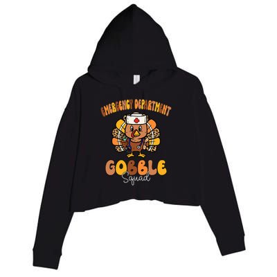 Emergency Department Gobble Squad Thanksgiving Er Nurse Fall Crop Fleece Hoodie