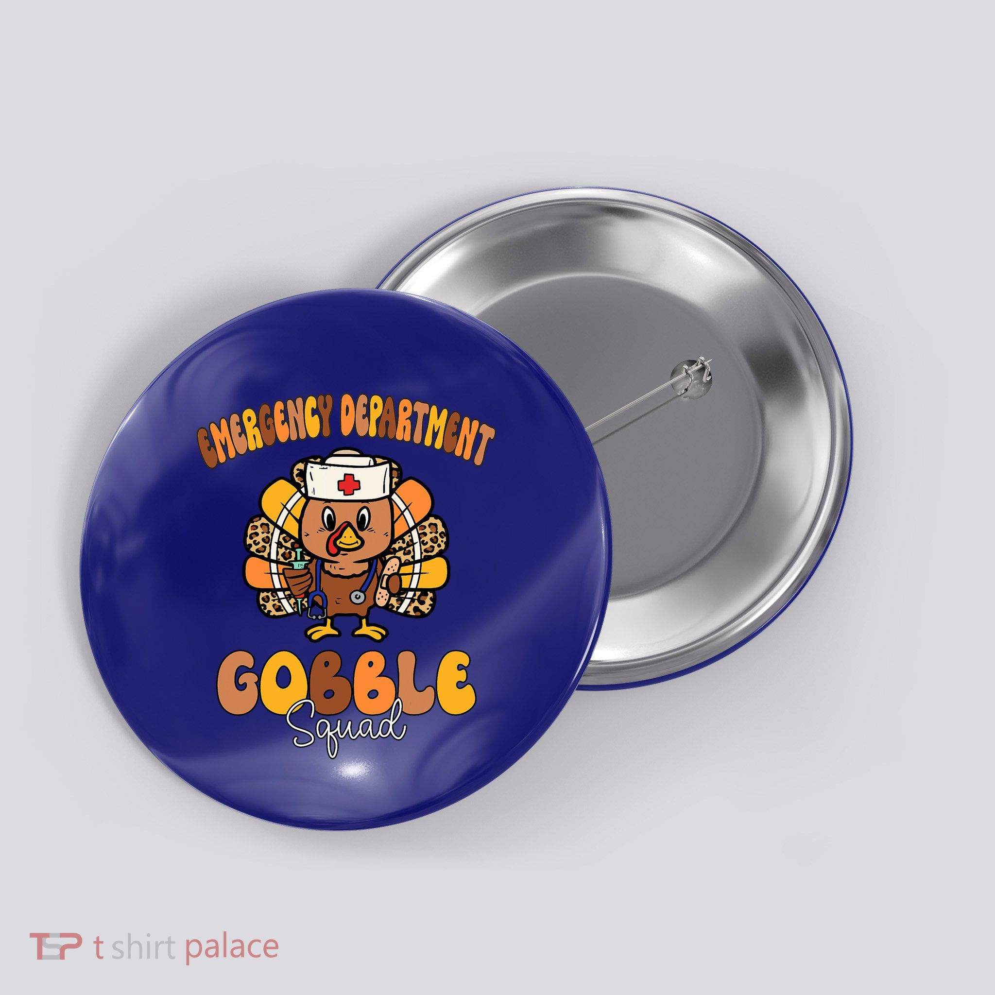 Emergency Department Gobble Squad Thanksgiving Er Nurse Fall Button