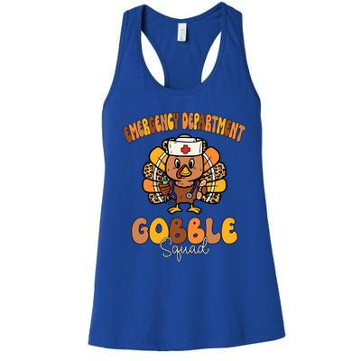 Emergency Department Gobble Squad Thanksgiving Er Nurse Fall Women's Racerback Tank