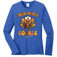 Emergency Department Gobble Squad Thanksgiving Er Nurse Fall Ladies Long Sleeve Shirt