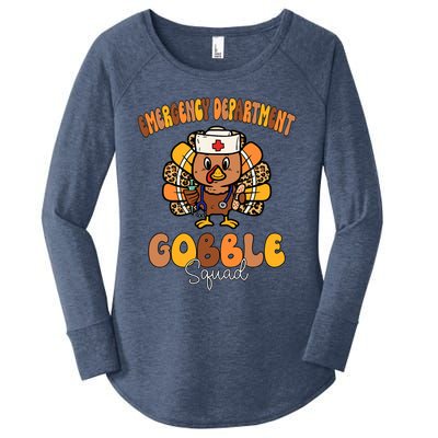 Emergency Department Gobble Squad Thanksgiving Er Nurse Fall Women's Perfect Tri Tunic Long Sleeve Shirt