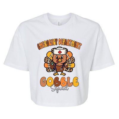 Emergency Department Gobble Squad Thanksgiving Er Nurse Fall Bella+Canvas Jersey Crop Tee