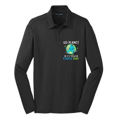 Earth Day Go planet It's Your Earth Day Silk Touch Performance Long Sleeve Polo