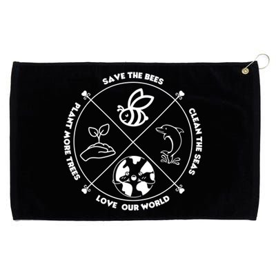 Earth Day Gift Save The Bees Plant More Trees Clean The Seas Gift Grommeted Golf Towel